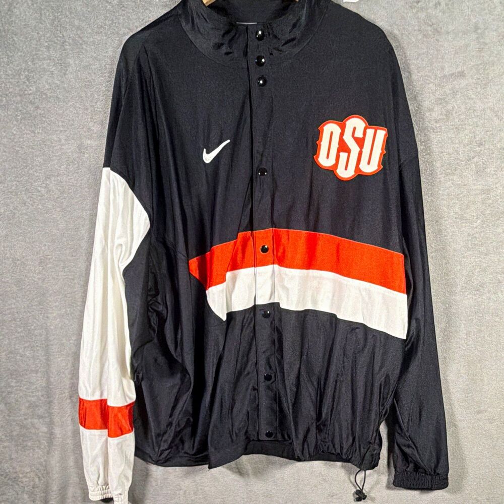 Nike Oklahoma State Cowboys OSU Snap-Front Jacket Black/Orange/White XXXL